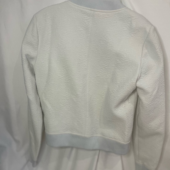 Banana Republic Cream Textured Pebbled Full Zip Up Bomber Jacket Size Small - Picture 8 of 8